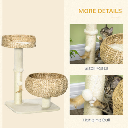 Cat Tree Kitten Tower With Sisal Scratching Post Two Beds