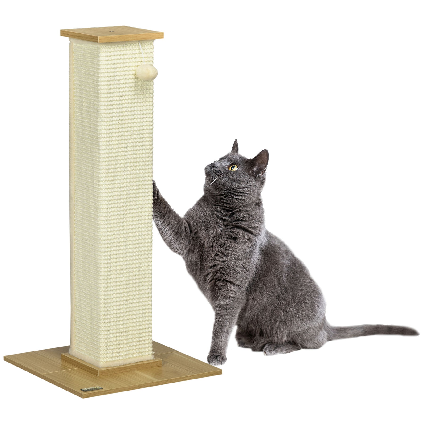 Tall Cat Scratching Post, 80cm Sisal Rope Climbing Tree with Play Ball, Durable Pet Activity Centre