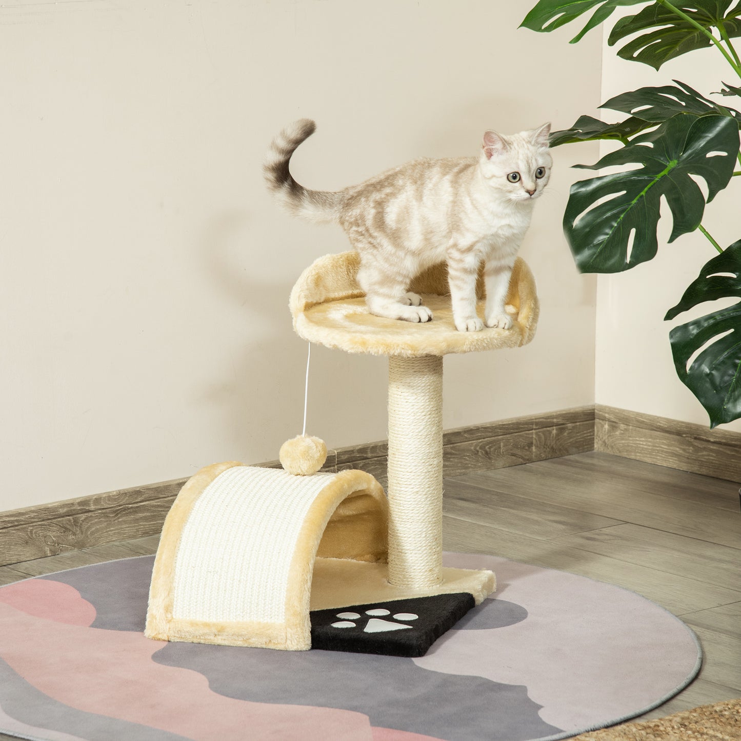 Cat Scratching Tree Post With Activity Centre Climber Aosom UK