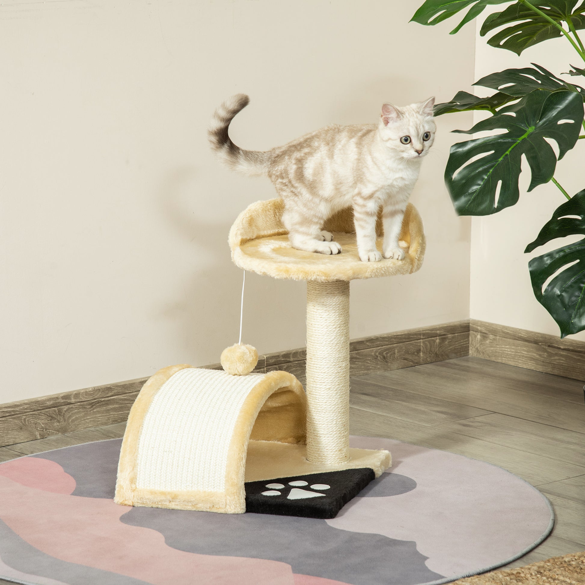 Cat Scratching Tree Post With Activity Centre Climber Aosom UK