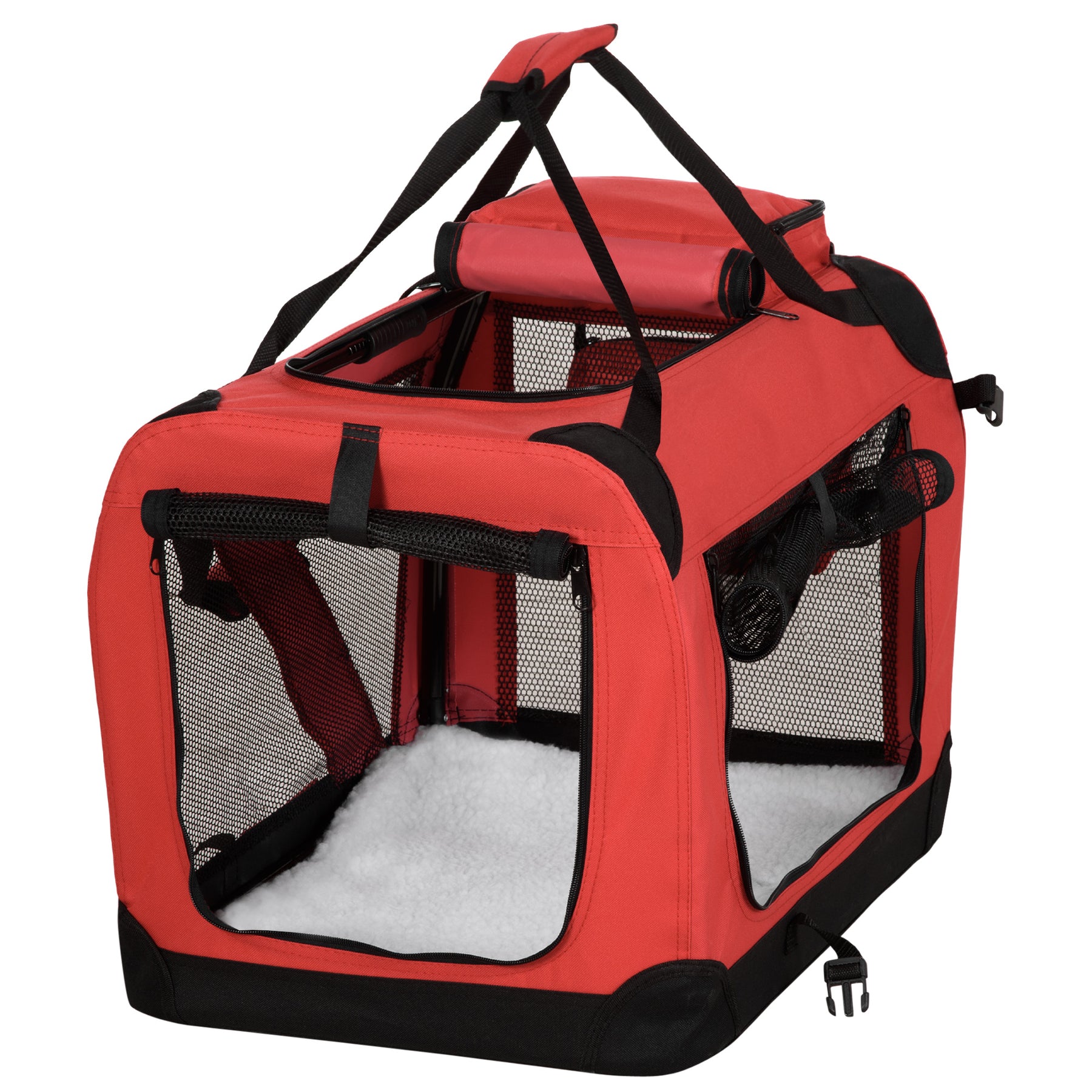 Cat Carrier Backpack Dog Backpack Carrier Foldable Pet Carrier with Breathable Mesh Window & Top Bags for Carrying Treats, Red