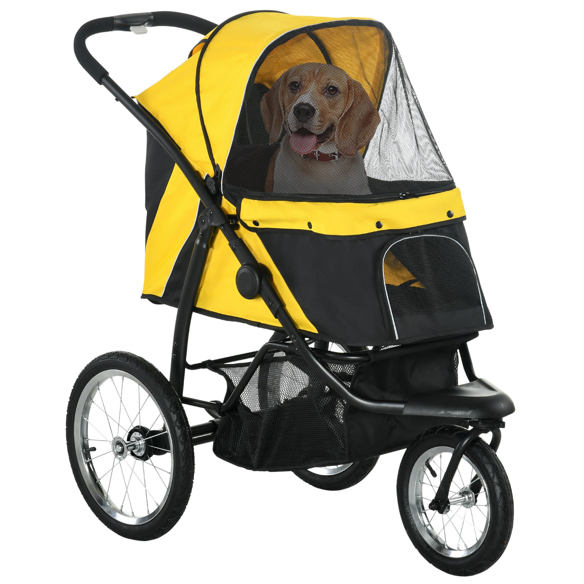 Pet Stroller Jogger For Medium Small Dogs Foldable Cat Pram Aosom UK Default Title