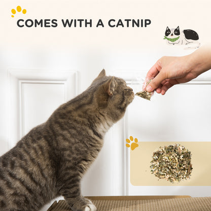 PawHut 2 in 1 TV Shape Cat Scratching Board House with Catnip, for Indoor Cats, Brown PawHut