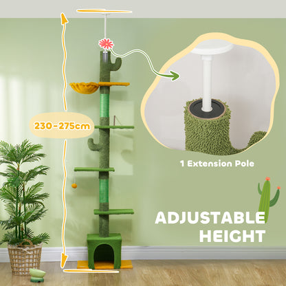 Floor To Ceiling Adjustable Cat Tree With Scratching Posts