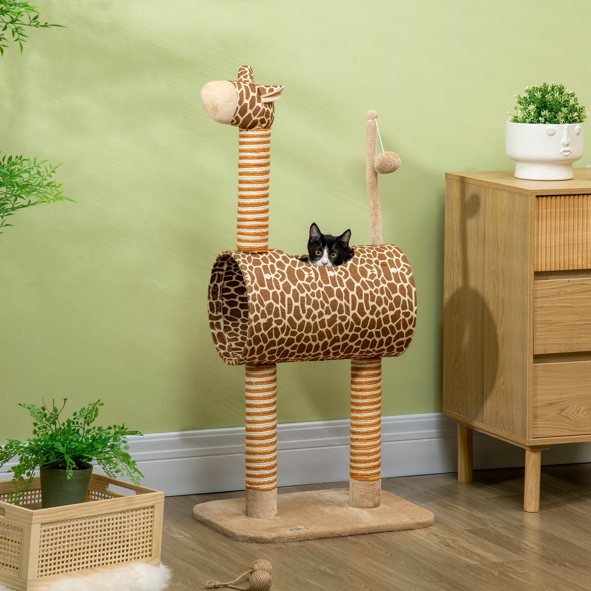 Giraffe Cat Tree Indoor Play Tower With Scratching Posts Aosom UK