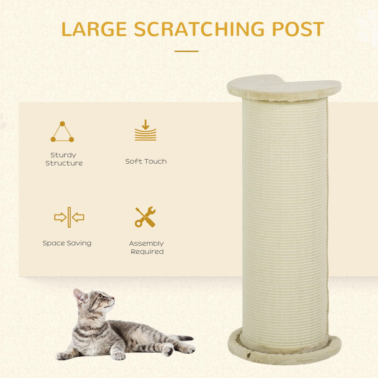 Cat Scratching Post 85Cm Tall With Sisal Rope Soft Plush