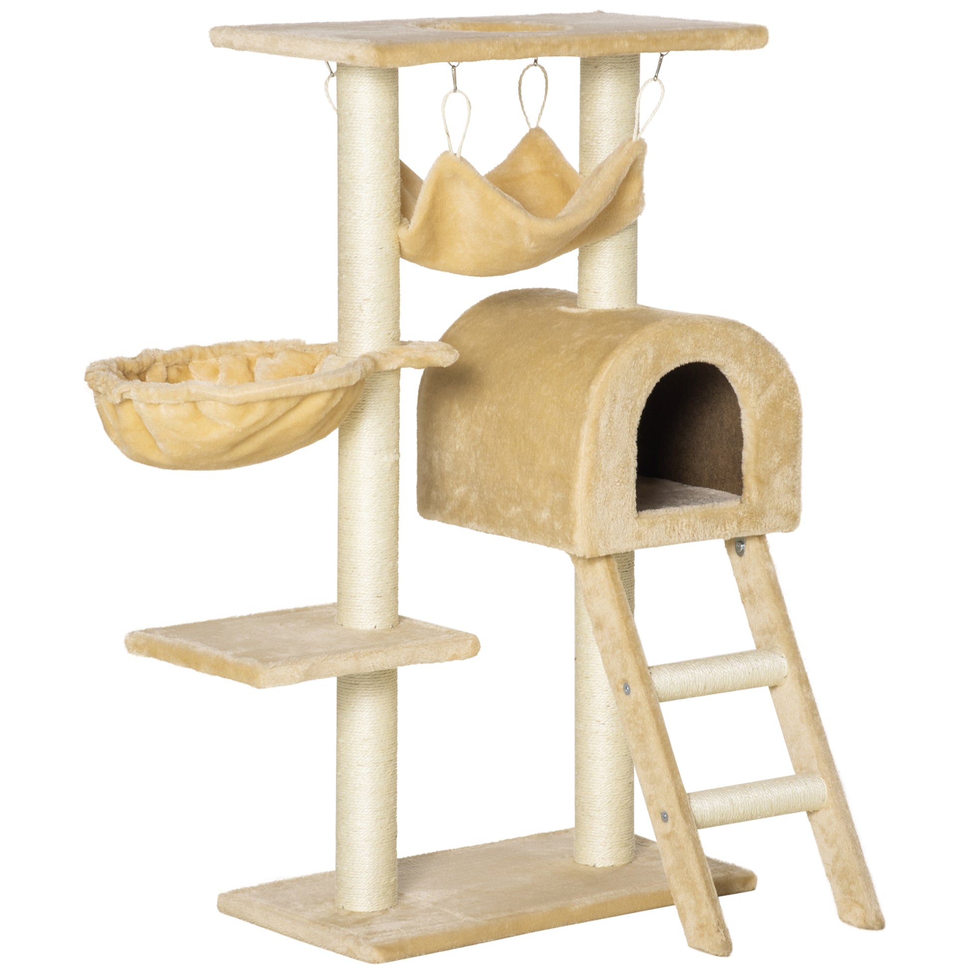 Cat Tree With Scratching Post Hammock Condo Basket Ladder Aosom UK Default Title