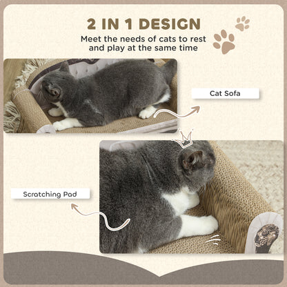 PawHut 2-in-1 Cat Scratcher with Catnip for Indoor Cats, 29.5 x 56 x 26cm, Brown PawHut
