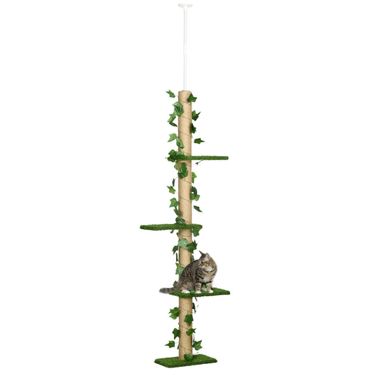 Floor To Ceiling Cat Tree Adjustable Kitten Tower Anti Slip