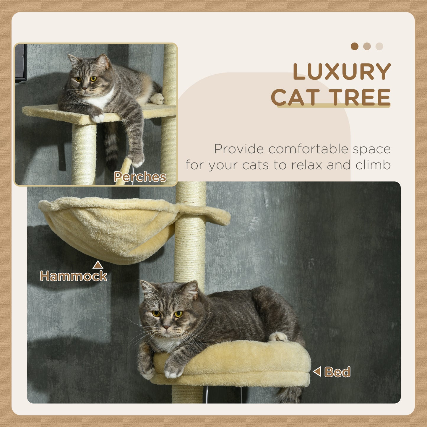 Cat Tree Floor To Ceiling 6 Tier Play Tower