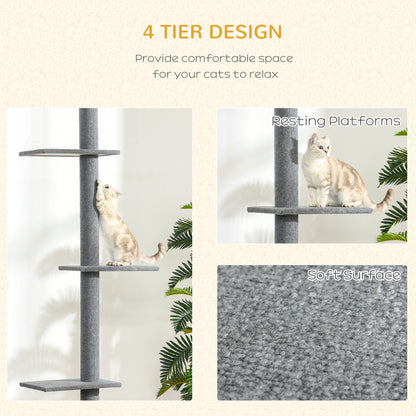 Cat Tree Tower Floor To Ceiling With 3 Perches Scratching