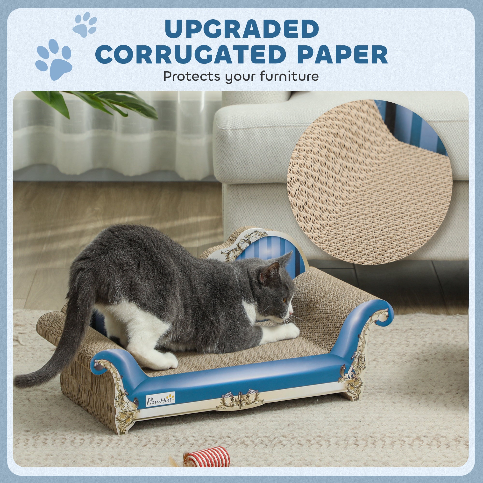 2 in1 Cat Scratching Board with Catnip for Indoor Cats,  Blue