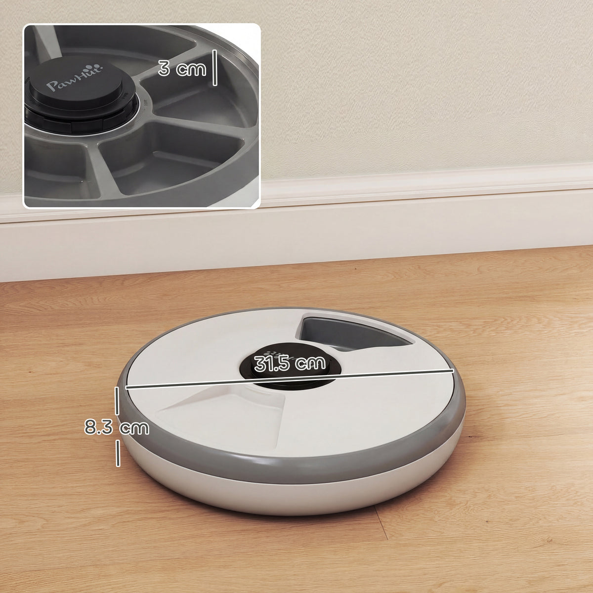 PawHut Automatic Cat Feeder Programmable Timer for Dry Wet Food Cat Food Dispenser with Ice Pack for 6 Meals PawHut