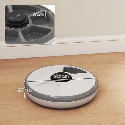 PawHut Automatic Cat Feeder Programmable Timer for Dry Wet Food Cat Food Dispenser with Ice Pack for 6 Meals PawHut