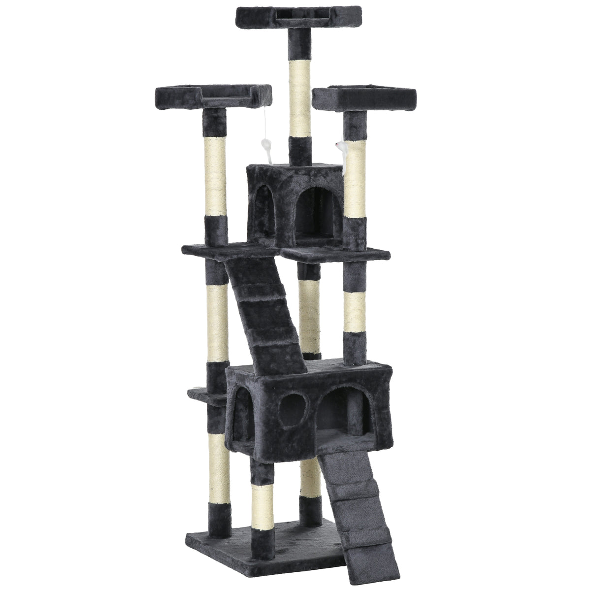 PawHut 173cm Cat Tree Scratching House, Activity Play Centre, Charcoal Grey PawHut Default Title