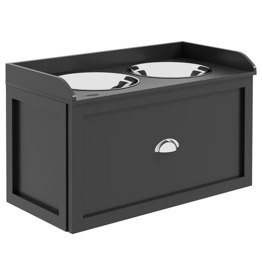 PawHut Stainless Steel Raised Dog Bowls, with 21L Storage Drawer for Large Dogs and Cats - Black PawHut Default Title
