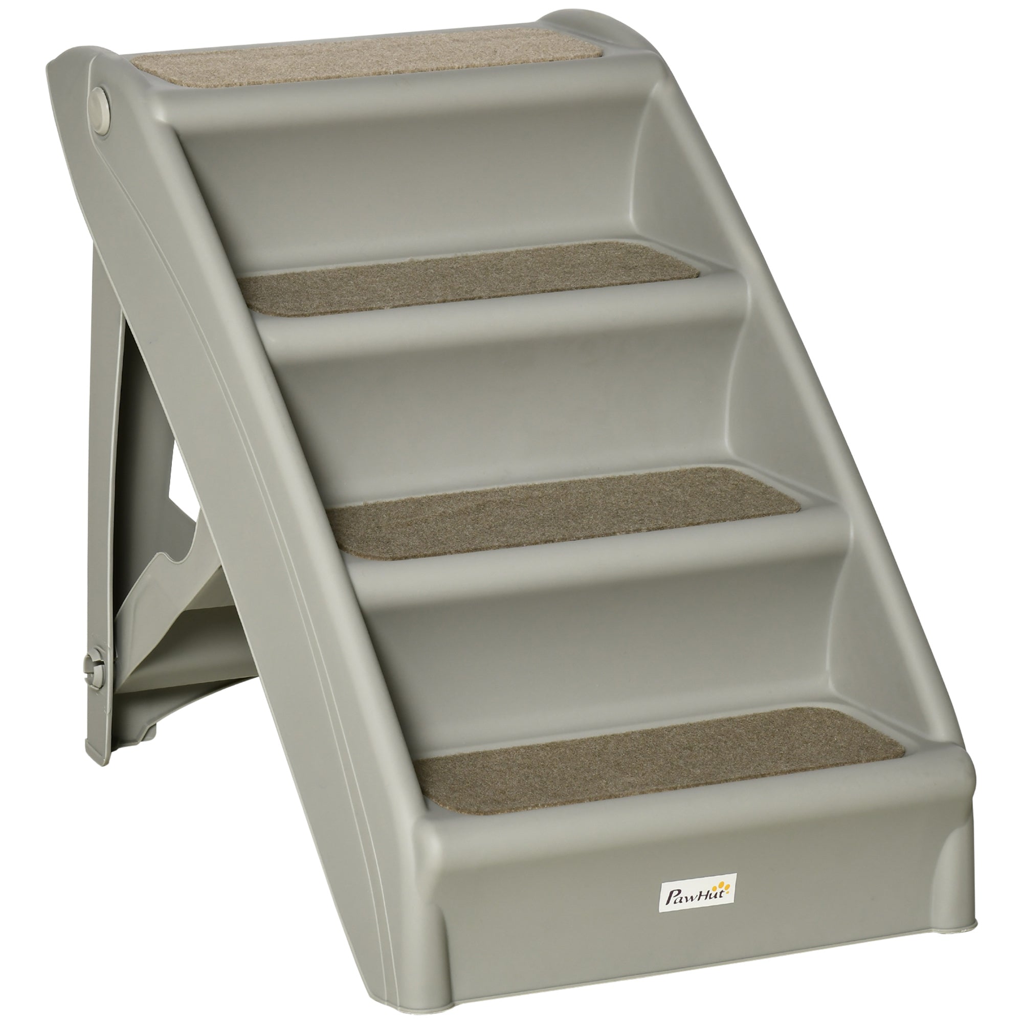 Foldable Pet Stairs, 4-Step for Cats Small Dogs with Non-slip Mats, Grey