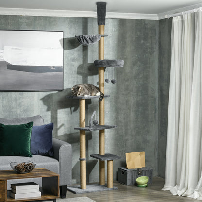 Floor To Ceiling Cat Tree 6 Tier Climbing Activity Centre
