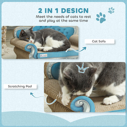 PawHut 2-in-1 Cat Scratcher with Catnip for Indoor Cats, Light Blue PawHut