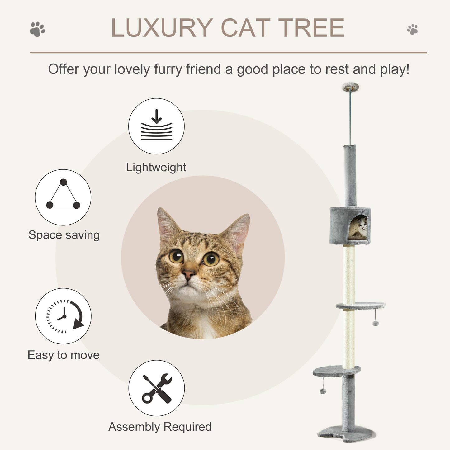 Multi Level Cat Tree Kitten Activity Tower Condo Indoor Aosom UK