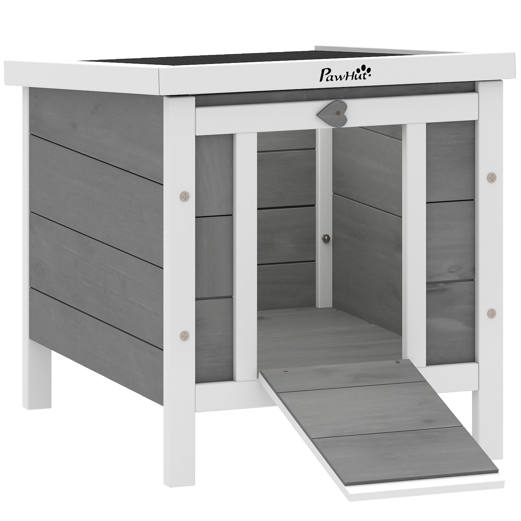 Wooden Rabbit Hutch Bunny Puppy Cage Guinea Pig Hutch, Rabbit Hideaway, Cat House, Pet Habitat Small Animals Ferret , Grey