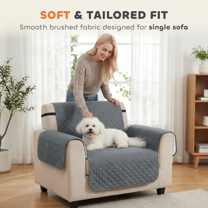 PawHut Waterproof Sofa Cover, Soft Couch Cover for Dogs Cats Pets, Non Slip Sofa Slipcoevr with Elastic Straps PawHut