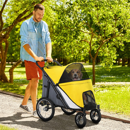 Foldable Pet Stroller With Washable Cushion Storage Bags Aosom UK