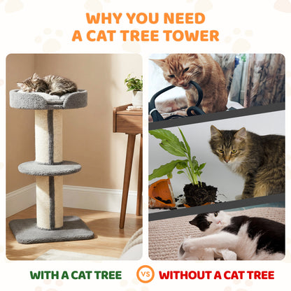 Cat Tree With Sisal Scratching Post Tower Kitten Activity