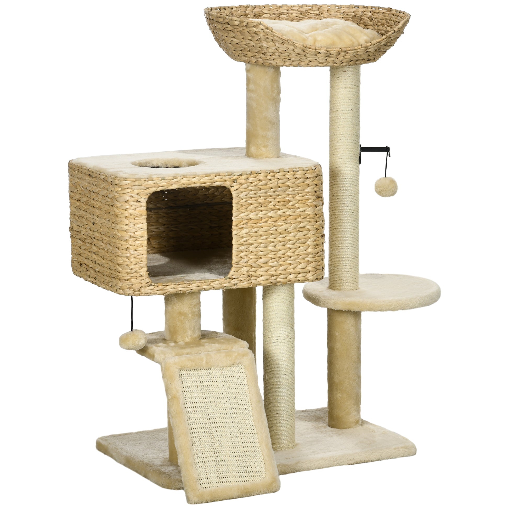 Cat Tree Tower For Indoor Cats With Scratching Post House Aosom UK Default Title