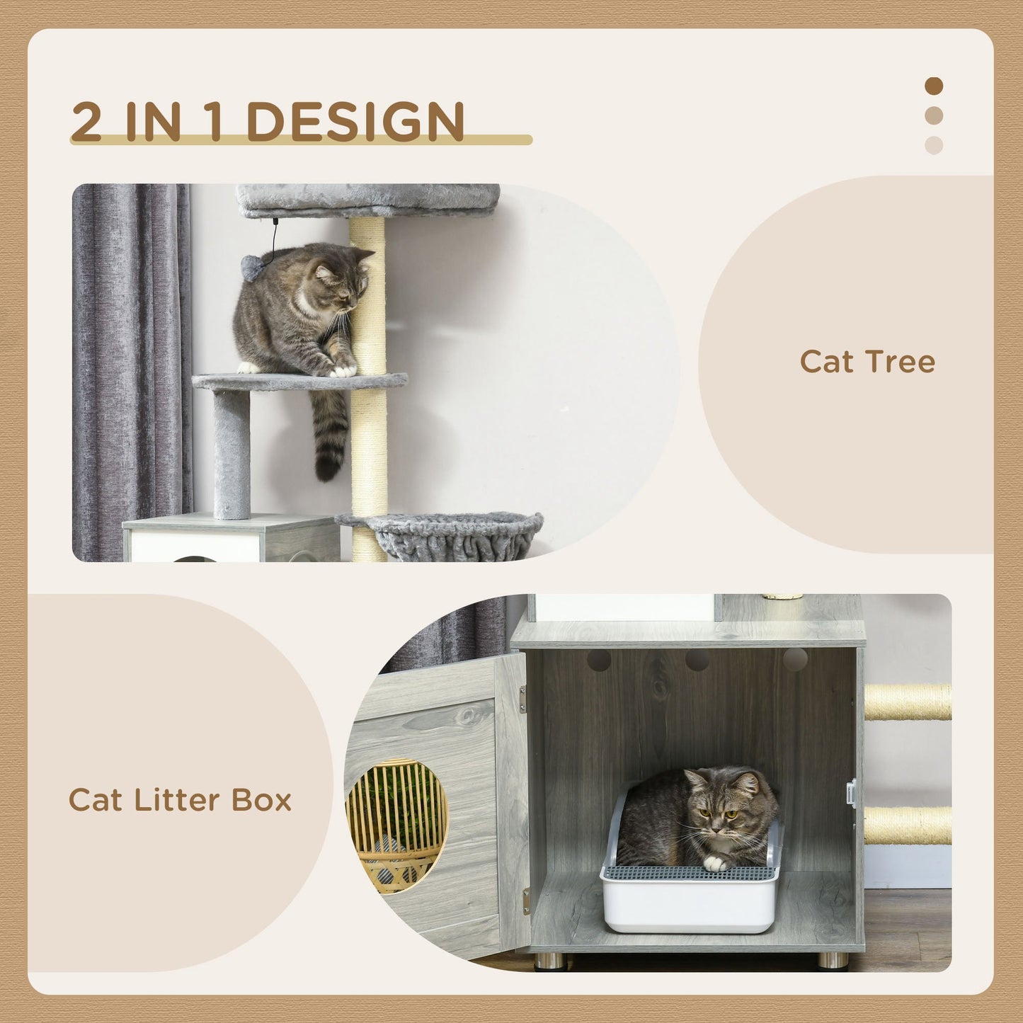 Enclosed Cat Litter Box With House Bed Scratching Posts Aosom UK