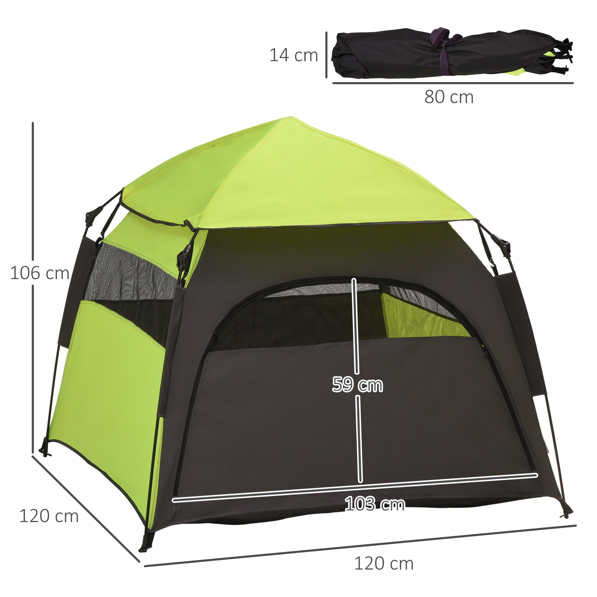 Foldable Dog Cat Tent with Waterproof Oxford, Carry Bag for Extra Large Dog, Green
