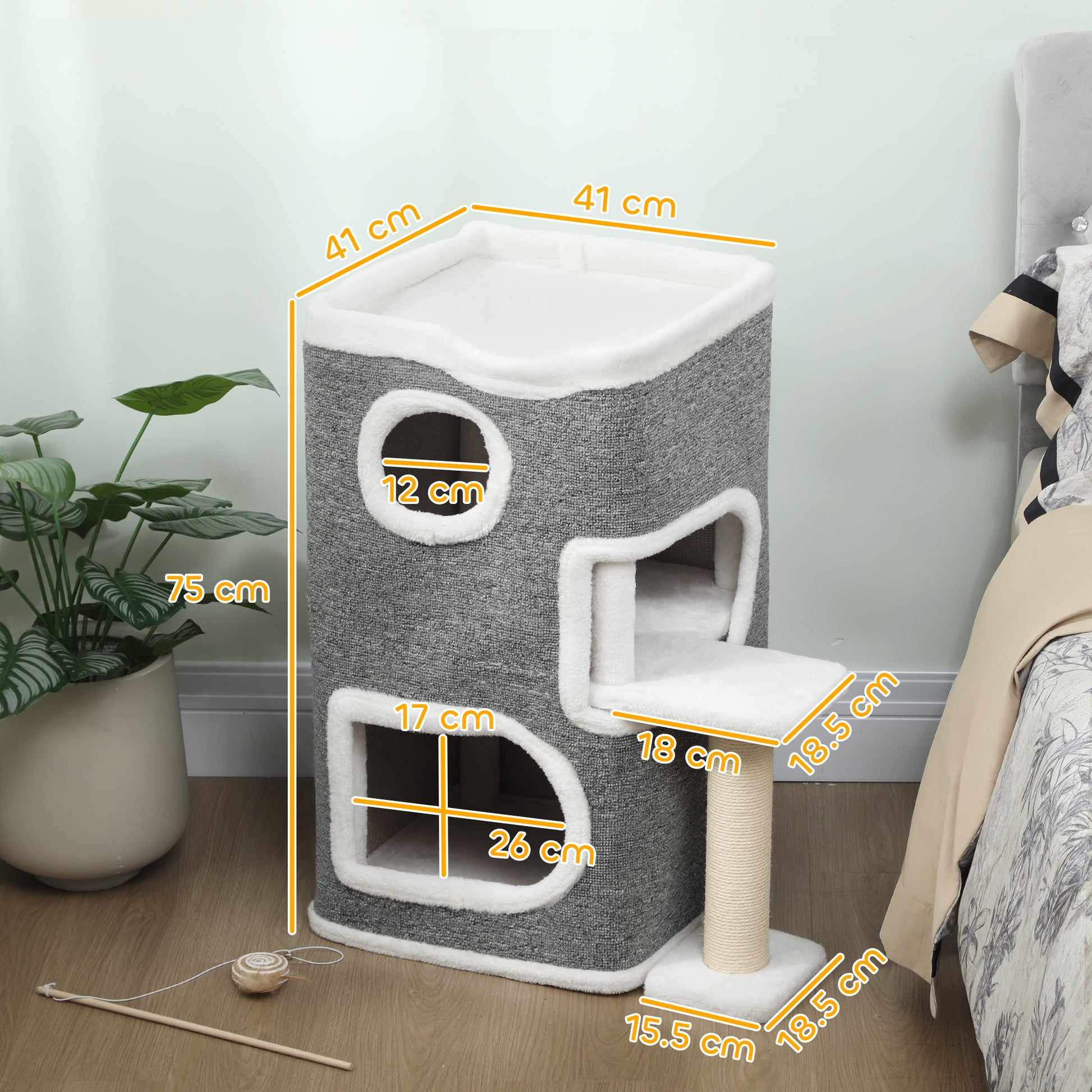 75 Cm Cat Tree Tower Condo For Indoor Cats With Scratching Aosom UK