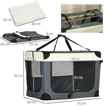 91Cm Foldable Pet Carrier With Cushion For Large Dogs Aosom UK