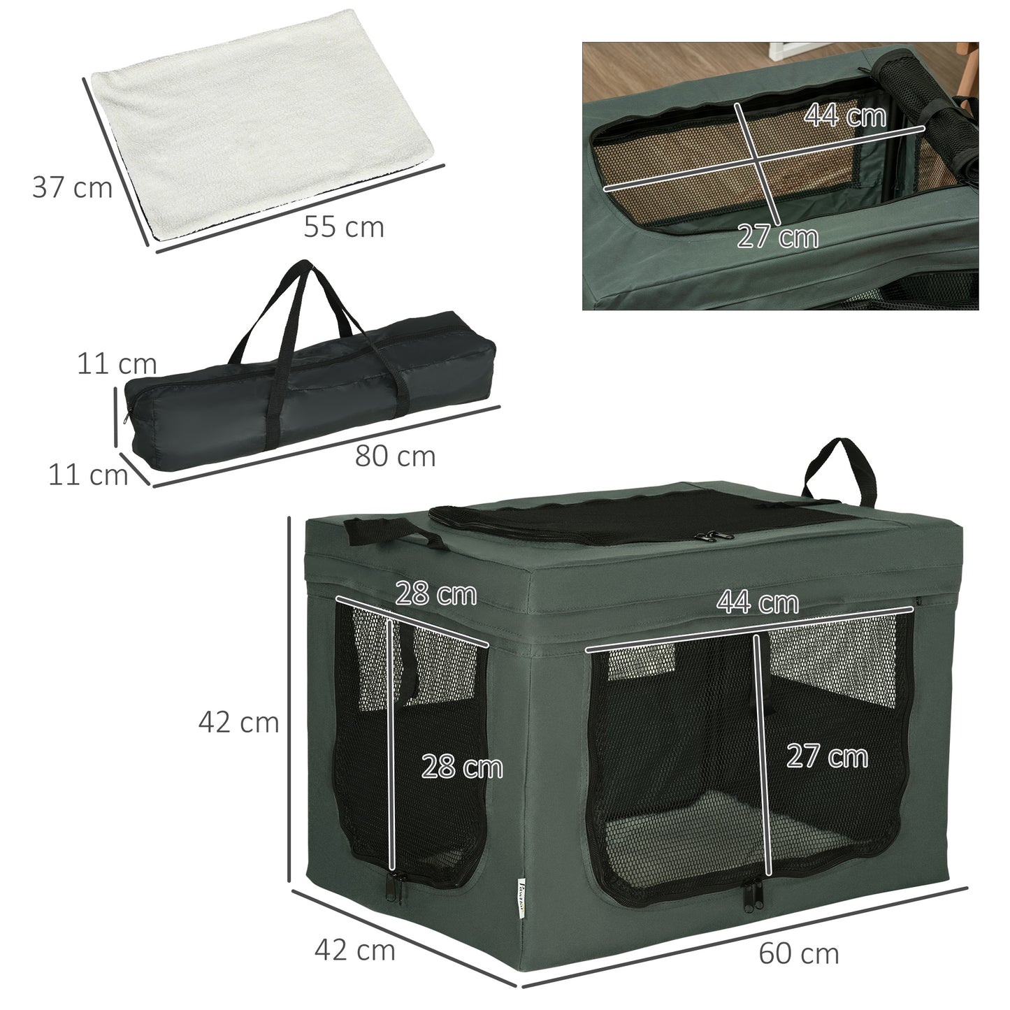 Portable Pet Carrier Foldable Travel Bag For Cats Small Aosom UK
