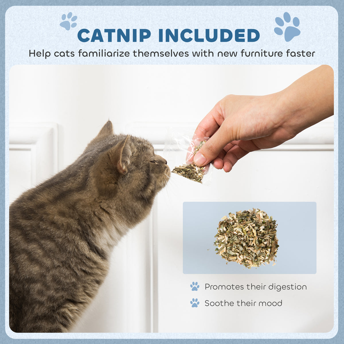 PawHut 2-in-1 Cat Scratching Board with Catnip for Indoor Cats, 26.5 x 57 x 26.5cm, Blue PawHut