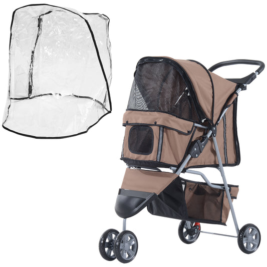 Lightweight Folding Dog Stroller With Cover Cat Aosom UK Default Title