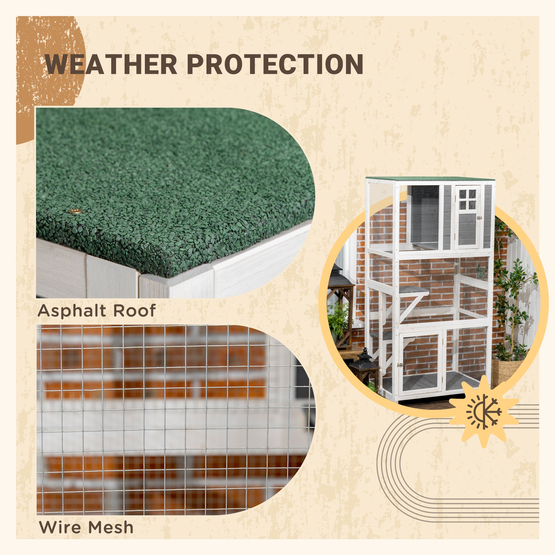 Wooden Catio Cat Outdoor Enclosure Cage With Waterproof Aosom UK