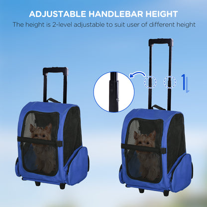 Portable Pet Carrier Backpack With Trolley Telescopic Aosom UK