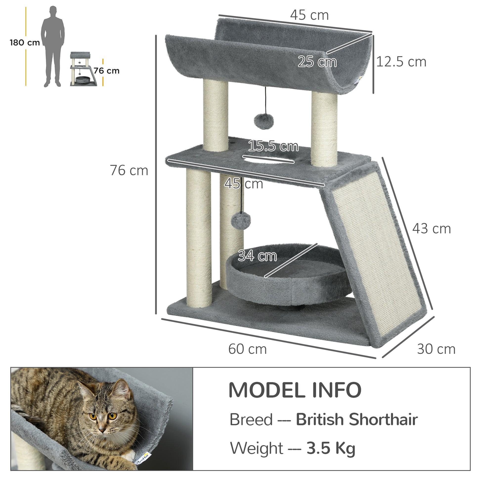 Cat Tree Tower Scratching Posts Cosy Bed Perch Interactive Aosom UK