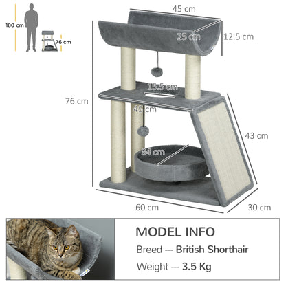 Cat Tree Tower Scratching Posts Cosy Bed Perch Interactive Aosom UK