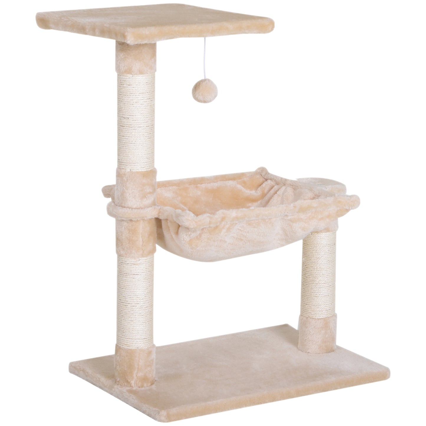 2 Tier Cat Tree With Hammock Bed Natural Sisal Scratching