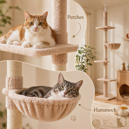 Floor To Ceiling Cat Tree 5 Tier Kitty Tower Activity