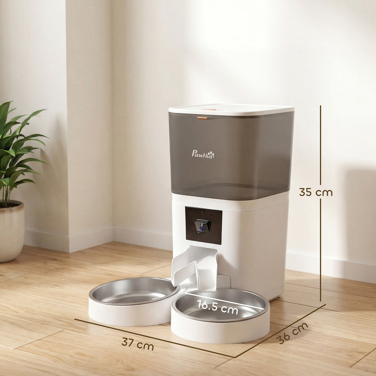 PawHut Automatic Cat Feeder for 2 Cats with HD Camera, 4G & 5G WiFi Pet Food Dispenser 6L APP Control PawHut