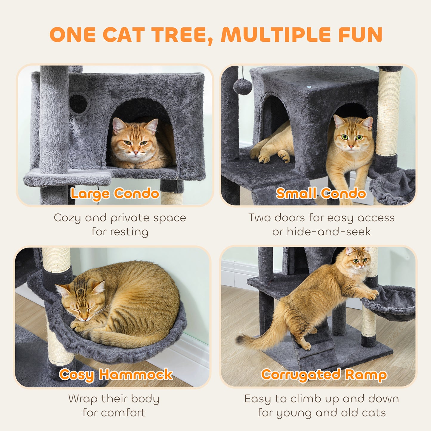 Large Cat Tree Tower With Sisal Scratching Posts Houses