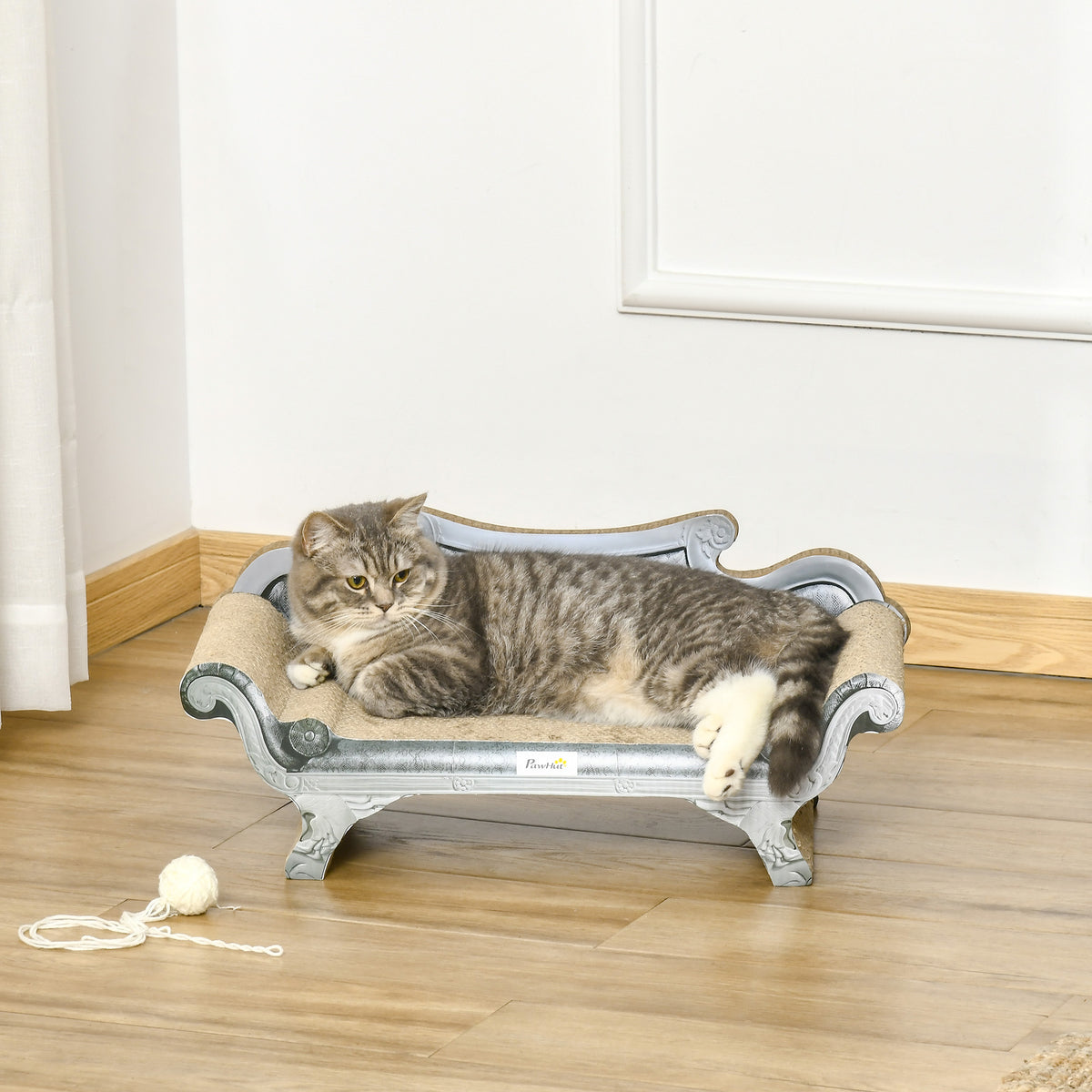PawHut Cardboard Cat Scratcher Lounge with Catnip | Curved Scratching Board for Indoor Cats Cardboard Cat Scratcher PawHut