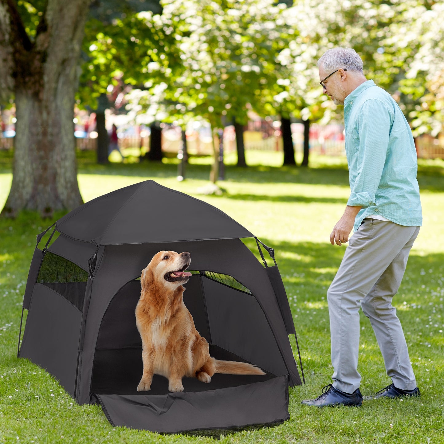 Foldable Dog Cat Tent With Waterproof Oxford Carry Bag Aosom UK