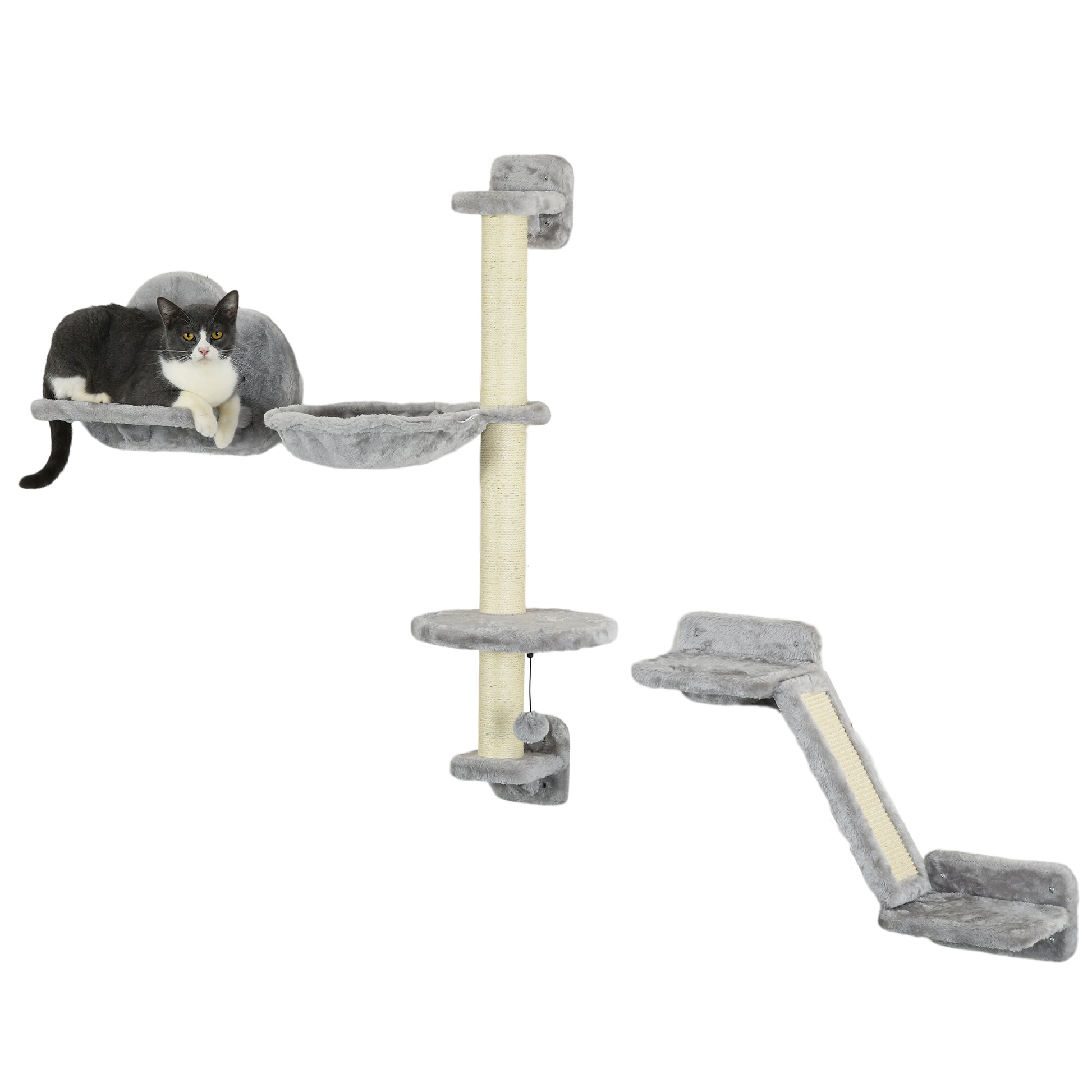 Cat Shelves Fit Up To 5Kg 3 Piece Set With Hammock Jumping Aosom UK Default Title