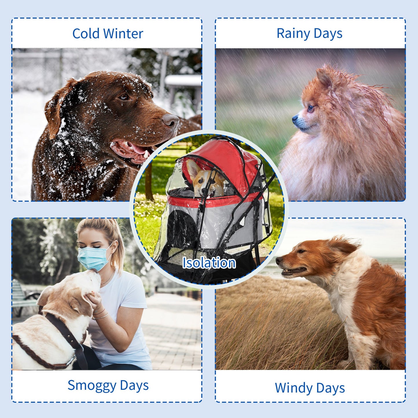 Rain Cover For Dog Pram Protective Pet Stroller Buggy Aosom UK