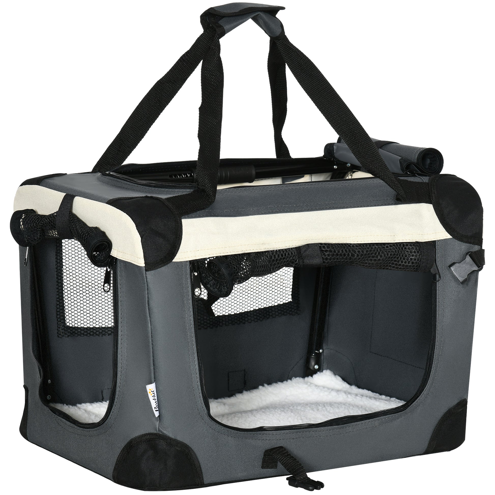 Foldable Pet Carrier Portable Dog Cage Cat Travel Bag Aosom UK Default Title