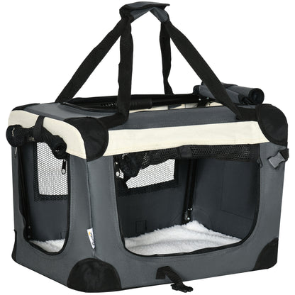 Foldable Pet Carrier Portable Dog Cage Cat Travel Bag Aosom UK Default Title